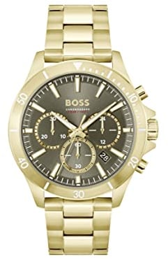 BOSS Chronograph Quarz Uhr für Herren Kollektion Troper mit Edelstahl- oder Lederarmband