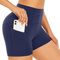 SIMIYA Radlerhose Damen Kurze Sporthose mit Tasche, High Waist Kurze Hose Leggings Bauchweg Hotpants Sommer Shorts Boxershorts Unterhosen （Blau，M）