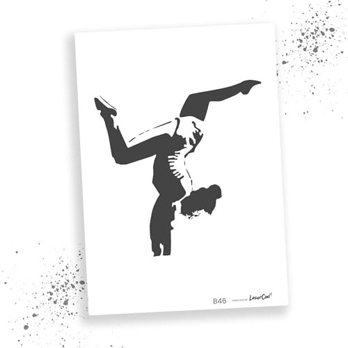 LaserCad Schablonen BANKSY Streetart (B046, Handstand (Ukraine), DIN A3) Stencil für Graffiti, Airbrush, Kunst, Deko, zum Malen