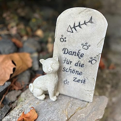 eberin · Großer Gedenkstein Katze · Trauerstein · Grab · Katzengestenkstein mit Trauerspruch Danke für die schöne Zeit