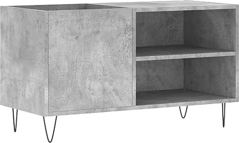 vidaXL Mobile Porta Dischi Grigio Cemento 85x38x48cm Legno Multistrato, Mobile portadischi in Vinile, Mobile Porta Dischi, Porta Dischi