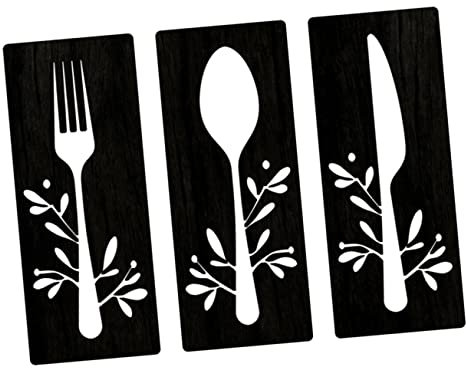 TOPPERFUN 1 Set Di Coltello Cucchiaio Forchetta Di Legno Rustico Posate Da Appendere Alla Parete Arredamento Cucina Casa Colonica Segni Ornamento Parete Forchetta Tiglio Asse