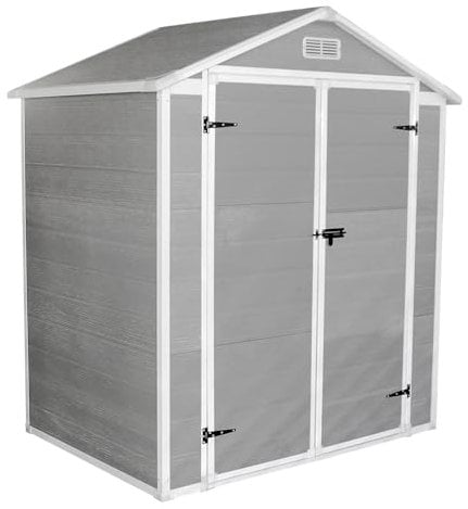 Panana Plastic Sheds Garden Storage Outdoor Shed House, Grey, 6 x 4'(C)