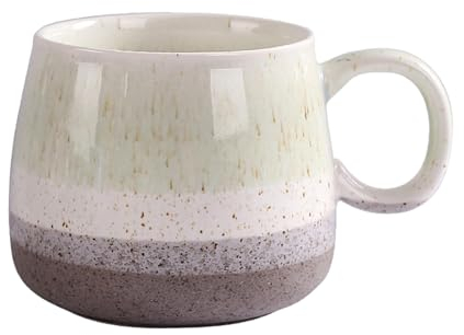 Taza de cerámica esmaltada estilo nórdico de 500 ml, estilo retro, de gran capacidad, color verde