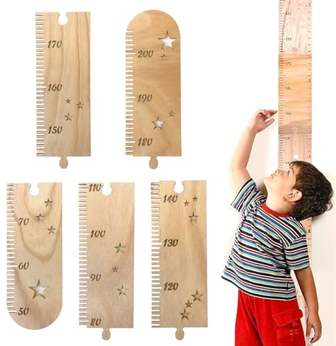 ARJDXDP Messlatte für Kinder aus Holz, Holz Messlatte für Kinder zum festhalten ihres Wachstums, Messlatte Kind Holz, Größentabelle & Höhenmessung für die Wand Kinderzimmer Wanddekoration klappbar