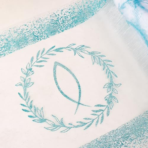 10 Y x 29 cm Fisch Organza Rollen Transparent Organzastoff Tischläufer perfekt als Kommunion Konfirmation Taufe Firmung Party Dekoration Geschenk Schleife Accessoire (Blau Fisch)
