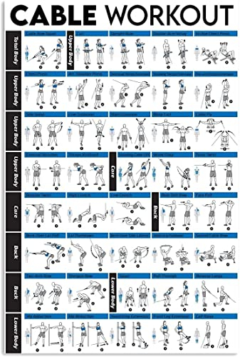 Cable Workout Knowledge Metall-Blechschilder, Fitness-Anleitung, Infografik-Poster, Fitness-Anfängerleitfaden, Plaketten, Wanddekoration für Zuhause, Schlafzimmer, Club, Fitnessstudio, 30,5 x 20,3 c