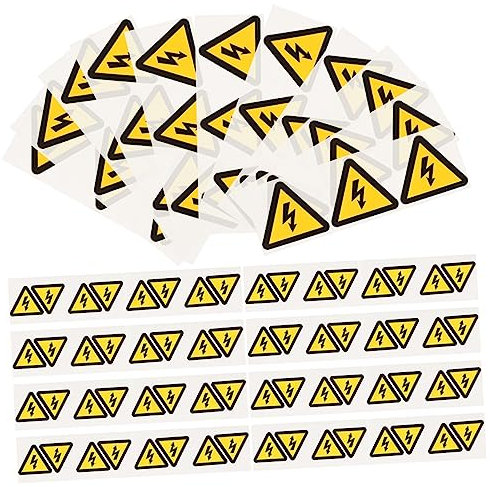 CHILDWEET 24pièces Étiquettes Avertissement Chocs Électriques Autocollants Adhésifs Sécurité Panneau Triangle Jaune Électrique Pour Équipement