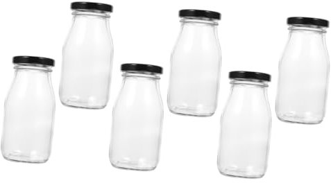 AOKWAWALIY 6 Pièces bouteille de lait en verre hermétique de boisson récipient transparent avec couvercle bouteilles de jus récipient à lait vintage pour réfrigérateur récipient à lait ancien