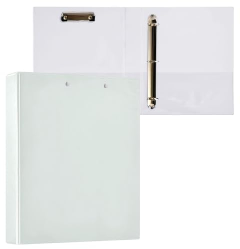 Klemmbrett-Binder, 3-Ringbuch, hält 200 Blatt, 2,5 cm, runde Ringe, Mint-Creme, 2 Stück