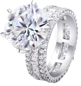 Skcess 14 Karat Weißgold Ring Frauen Weiß Moissanit Runden, Ring Damen Runden Ringe Frauen Größe 67 (21.3)