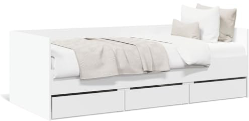 SECOLI Tagesbett mit Schubladen Bett mit Stauraum Bett 90x200 Bett mit schubladen Kinderbett Jugendbett Einzelbett Gästebett -Weiß-90 x 200 cm