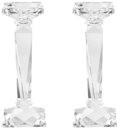 DONOUCLS Elegante Kristall-Kerzenständer, Hochwertige Kerzenhalter für Stumpen- und Stabkerzen aus Kegelkerzen, Perfekt für Hochzeiten, Essen, Partys & Wohnkultur, 2er-Set