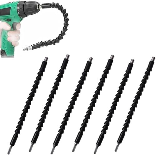 6 Pack Flexible Drill Bit Extension, 11.6 inch Superbit Screwdriver Flexible, Bendable Flexible Drill Bit Extension, Super Bit Flexible Shaft Extension Bits