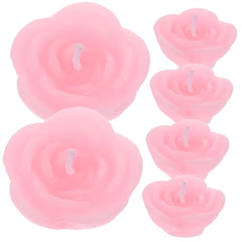 RORPOIR Lot De 6 Bougies Chauffe-plat Flottantes En Forme De Fleur Pour Décoration De Mariage De Fête Ou De Maison
