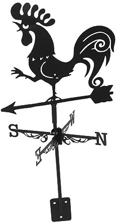 IWOWHERO Wetterfahne Hahn Aus Wetterfest Dachhalterung Dekorativ Für Garten Und Außenbereich Installieren Windrichtungsanzeiger Für Haus Garage Und Pavillon