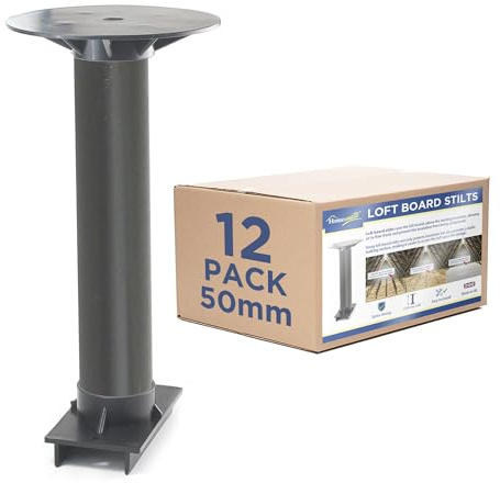 Homemate® Loft Board Stilts - Loft Attic Board Raising Kit for Extra Insulation Storage Raise Flooring Loft Spacing Legs (50mm - 12 Pack)