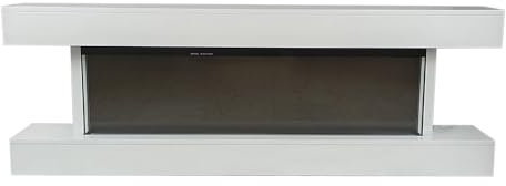 Tempo Style - Camino elettrico ALARO ULTRA + | Caminetto a parete da incasso | Stufa ventilata da 750W/1500W a basso consumo, con telecomando, timer, decorazione di tronchi e cristalli (Bianco, 152cm)