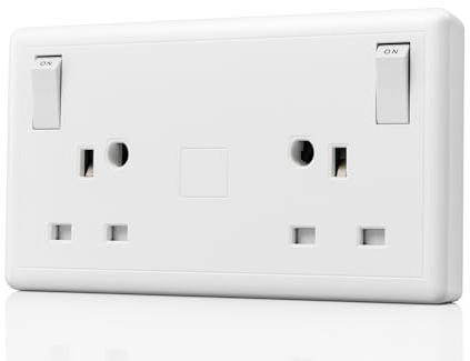 SHPELEC 1 to 2 Gang Socket Converter, Converts Single 1G Wall Socket to 2 Way, Easy Install White Faceplate, BS1363 Compliant (1)