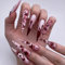 GlamRays 24 Pièces Stiletto Ongles Pression Longs Amande Faux Ongles avec Design Sang Rouge, Couverture Complète, Pression, Ongles Acryliques Artificiels, Faux Ongles Autocollants