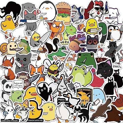 50PCS Tieraufkleber, Katze Hund Frosch Pinguin Tiger Panda Aufkleber Set für Jungen und Mädchen, wasserdichtes Vinyl Vsco Vantage Kawaii Aufkleber