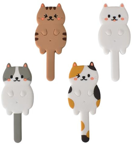4PCS Cat Key Hooks,Novelty Bendy Magnet Hangers,No Drilling Magnetic Key Holder,Silica Self Adhesive Hooks for Fridge,Home, Office, Hallway, Door