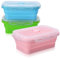 3 Pcs Fiambrera Plegables de Silicona, 500ml Contenedor de Alimentos Lunch Box Hermetica, Bento Box para Microondas y Refrigerador, Loncheras Plegables para Escuela Trabajo