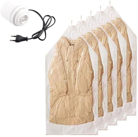 Bolsas Almacenaje Ropa Vacio, Bolsa Al Vacío Ropa,5PC145x70cm Sacos Vacuo Roupa Aspirador, Saco Vacío Viaje, Bomba Electrica Bbolsas Vacio, Vacuum Storage Bags para Almacenamiento Trajes Abrigos
