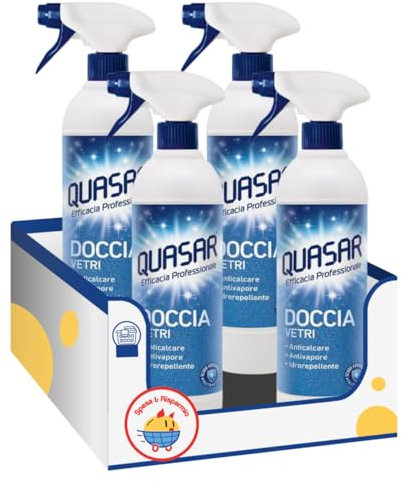 Detergente vetri doccia anticalcare – pulizia profonda per superfici bagno – 580 ml – Variazioni 4/8/12 Pezzi (4)