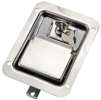 Serrure plate en acier inoxydable à trois points for porte d'armoire, serrure à panneau carré, 1 pièce