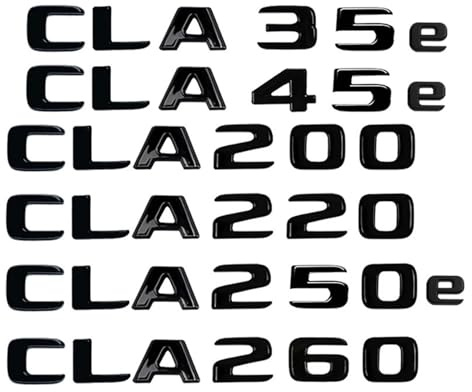 Auto-Kofferraum-Buchstaben Logo-Emblem-Abzeichen-Aufkleber CLA-Klasse CLA35e CLA45 CLA260 CLA200e CLA180 CLA250 CLA220(Gloss Black,CLA 180)