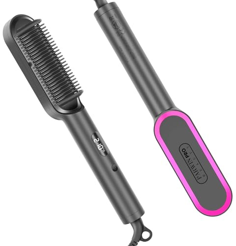 Haarglätter Bürste, Ionen Glättbürste Mit LED-Anzeige, Hair Straightener Brush Mit Verbrühungsschutz