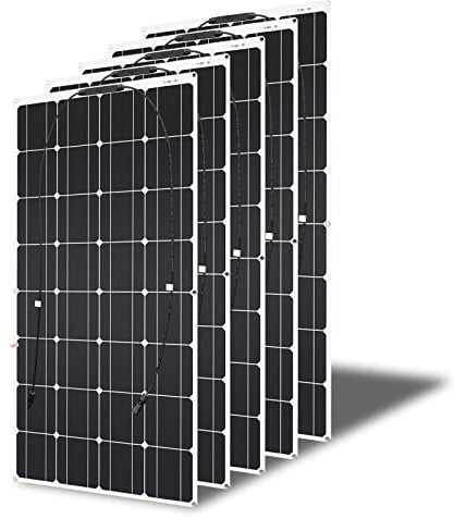 500W Souple Panneau Solaire 12V ETFE (5 X 100W) Chargeur de Panneau Solaire Monocristallin extérieur avec câble de charge pour batteries de voiture, camping-car, bateau 12V