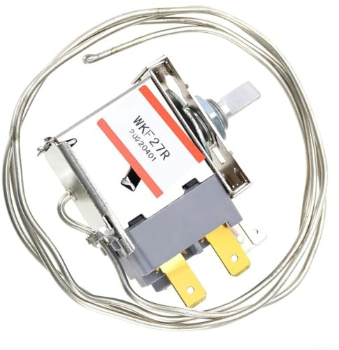 WKF-27R 2-Pin Refrigerator Thermostat Mechanical Temperature Controller Regulator for Freezing Units Compatible with WPF-22G AC 220V Power Supply Metal Construction Easy Install