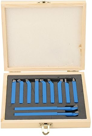 Cozyel Set Utensili Torno 11 Pezzi 8×8mm, Kit Professionale Utensili per Torno con Inserti in Metallo Duro, per Tornitura Interna Esterna Filettatura e Taglio, Compatibile con Torni Manuali e CNC