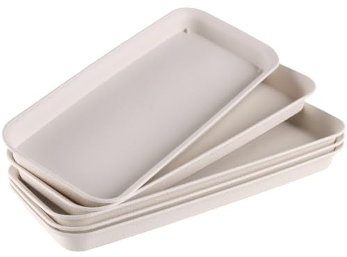 5er-Pack Rechteckige Blumentopf-Untersetzer,40x17x3cm Pflanzen Untersetzer | Beige Kunststoff-Topfuntersetzer mit Mattierter Oberfläche für Innen, Außen, Balkon und Garten