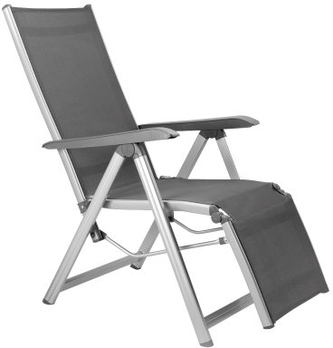 Kettler Basic Plus Advantage Relaxliege Aluminium - praktische Klappliege - Liegestuhl verstellbar & leicht zusammenklappbar - wetterfeste Gartenmöbel - silber/anthrazit