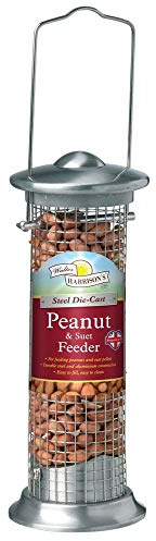 Walter Harrison's Peanut & Suet Hanging Feeder, Steel Plated, 20 cm Small | Die Cast Wild Bird Feeder, Durable Steel Plated Design, Easy to Clean, Spacious for Multiple Birds, Secure Hanging Mechanism