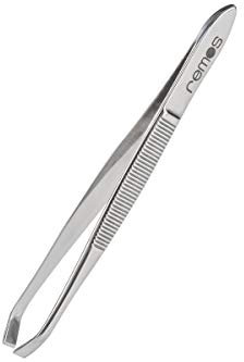 REMOS Pince à épiler en acier inoxydable avec pointe inclinée & coudée - 8 cm