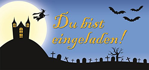 Postkarten-Style Einladungskarten Halloween Gruselparty im Geisterschloß 1556 DU BIST EINGELADEN - 10 Einladungskarten ohne Kuverts