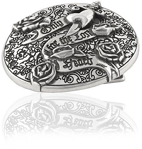 Gürtelschnalle Buckle 40mm Metall Silber Geschwärzt - Buckle Lonely Hearts - Dornschliesse Für Gürtel Mit 4cm Breite - Silberfarben Geschwärzt