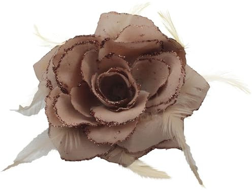Haarspange mit beigefarbenen Rosen, große Rose, Fascinator, Blume, Haarschmuck, Clips, elastisch, beige, Hochzeitshaarblume, 1 Stück