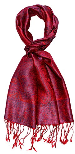 Lorenzo Cana - Herren Seidenschal Schal 100% Seide jacquard gewebt harmonische Farben mit Fransen 35 x 160 cm Paisley Muster Seidentuch
