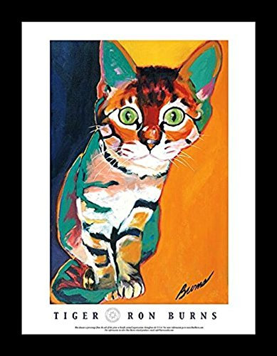 Buyartforless Framed Tiger by Ron Burns 24x18 Art Print Poster Cat Kitten Cute Colorful
