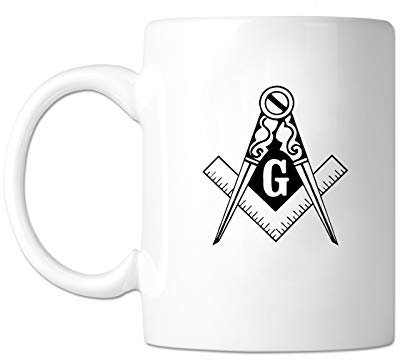 Traditioneller quadratischer und Kompass-Kaffeetasse, Freimaurer-Design, 325 ml