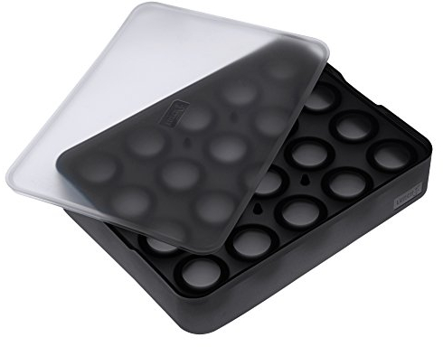 Lurch 240725 Ice Former Balls / Eisbereiter aus 100% BPA-freiem Platin Silikon mit Deckel für 20 Eiskugeln (ø 3cm), Schwarz, 3.5 x 15.5 x 20.5 cm