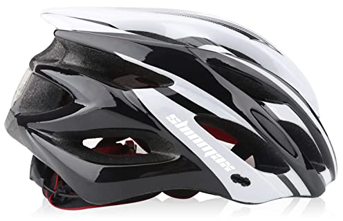 Shinmax Fahrradhelm Herren Damen Fahrradhelm mit Licht Fahrrad Helm mit Visier Helm Fahrrad Superleicht Einstellbare MTB Erwachsenen mit Aufbewahrungstasche (Schwarz Weiß)