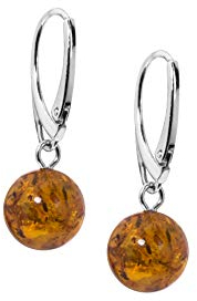 ANDANTE Premium Collection - Echter OSTSEE Bernstein Ohrringe in 925 Sterling Silber ** Jurassic Sun ** Zertifiziert - Gold des MEERES - Farbe COGNAC