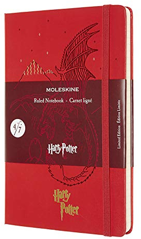 Moleskine - Harry Potter Limited Edition Notizbuch, Liniertes Notizbuch - Motiv: Drache - Hardcover mit Thematischen Abbildungen und Details, Größe 13 ... Geranium Rot, 240 Seiten (EDITION LIMITEE)