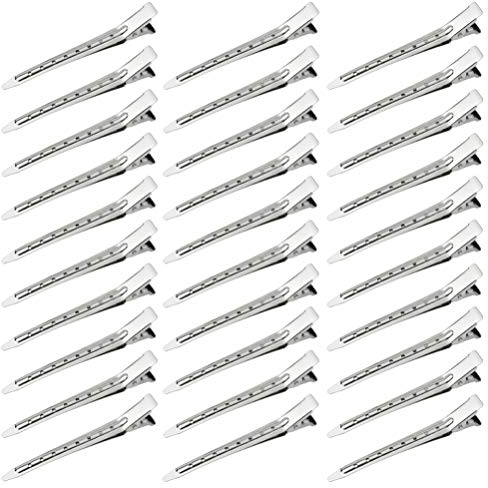 30 Pezzi Fermagli per Capelli Anatra Becco Clip Arricciatura Clip Coccodrillo del Metallo di Sezionamento con Fori